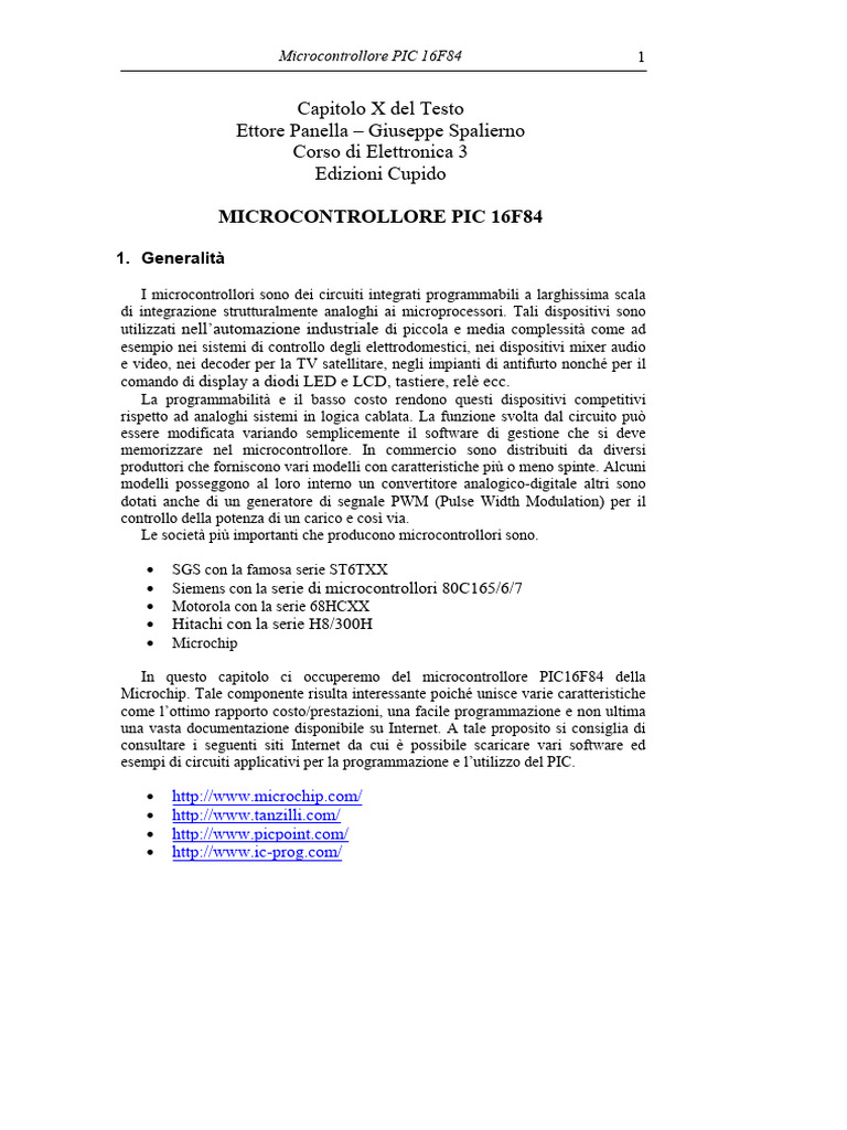 Microcontrollore PIC 16F84 | PDF