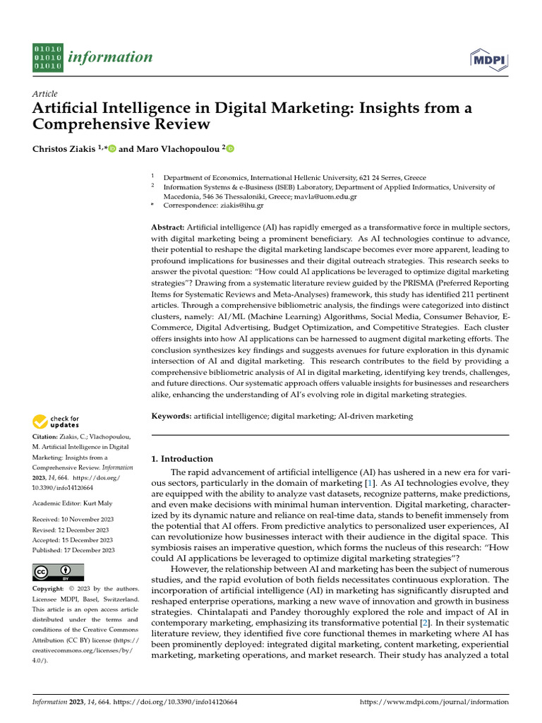 Artificial Intelligence In Digital Marketing Insig Pdf Artificial