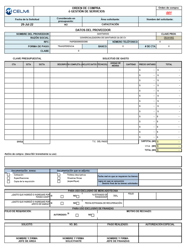 Orden de Compra y Proveedores Detallados | PDF