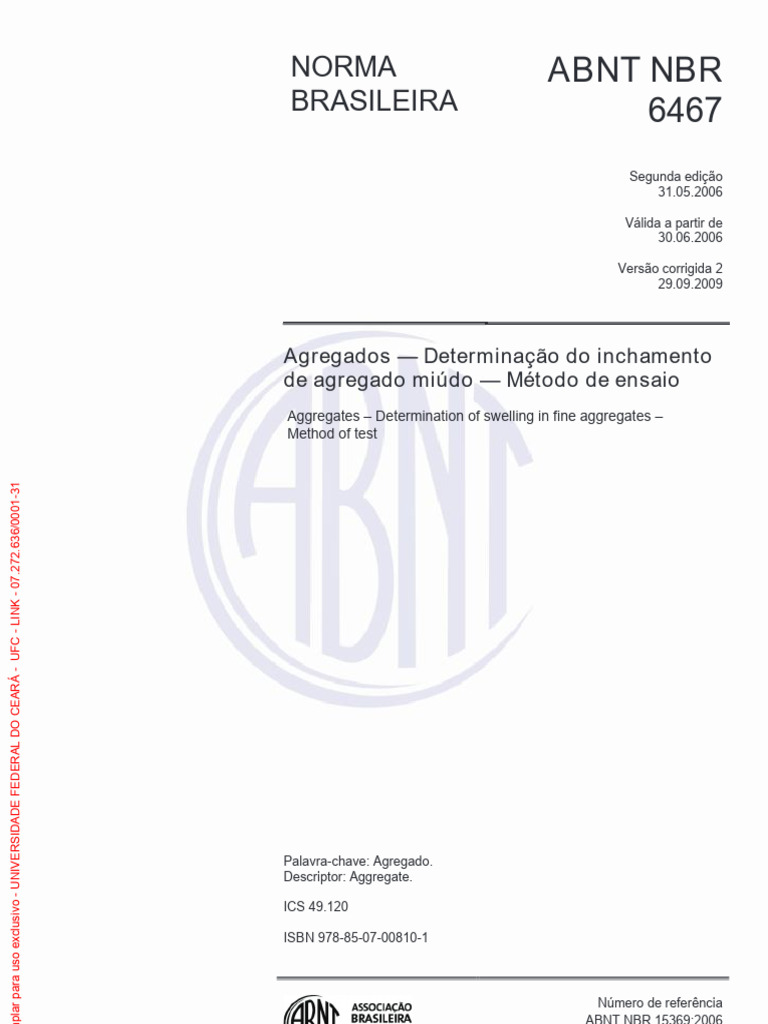 NBR 6467-2009 - Agregados - Determinação Do Inchamento de Agregado ...