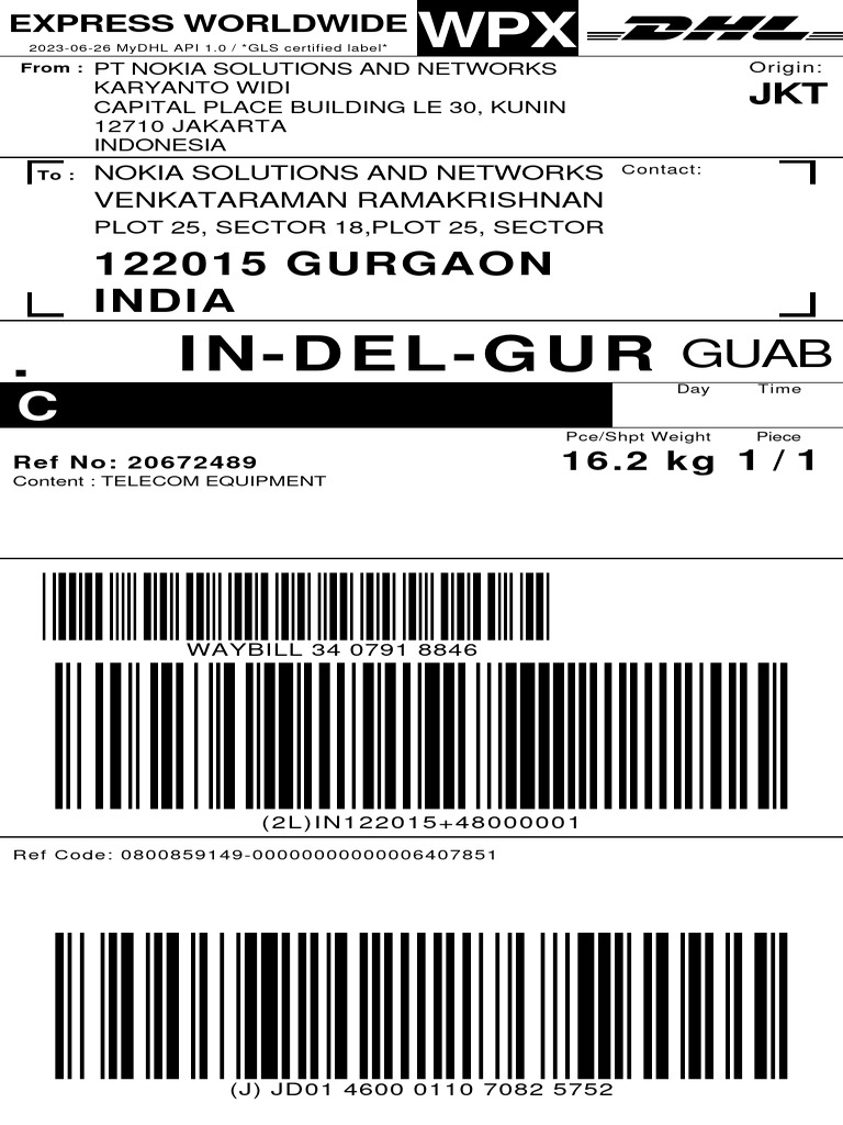 DHL Label OTM ID 20672489 PDF Written Communication Freight Transport