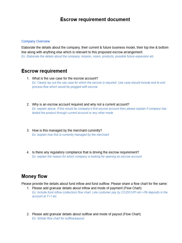 CHECKLIST - ESCROW MARKETPLACE - Rera - Lending | PDF | Personal ...