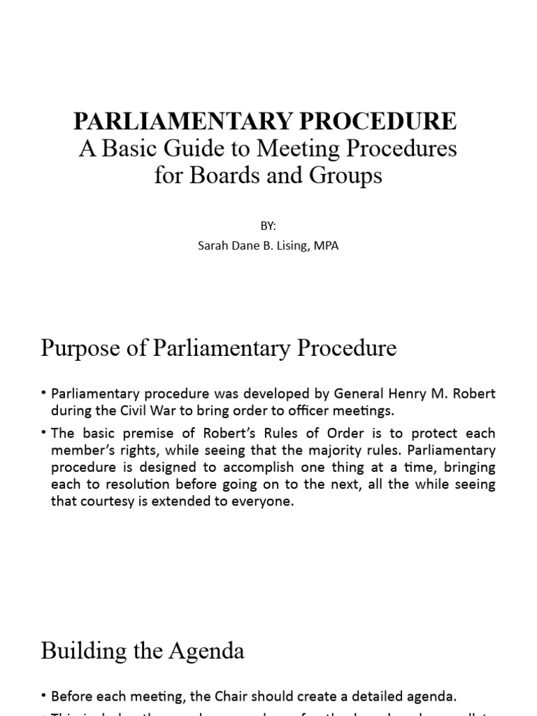 Parliamentary Procedure Pdf Accountability Group Decision Making