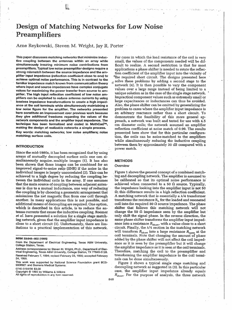 Design of Matching low noise input preamp PDF