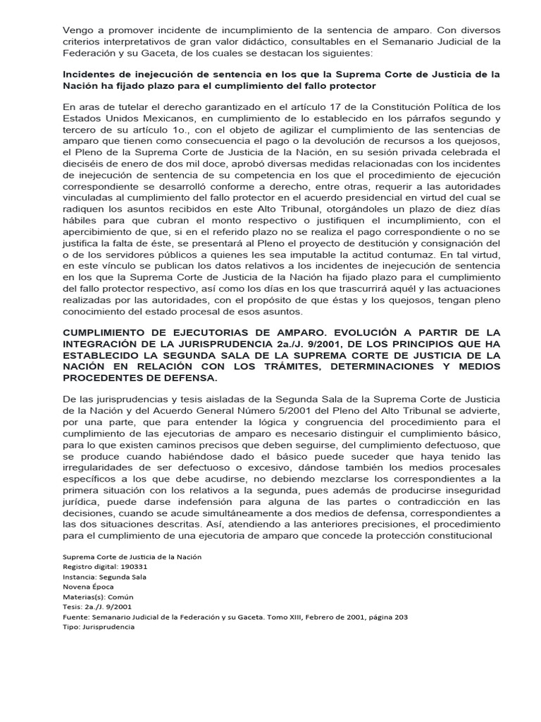 Inejecucion de La Sentencia | PDF | Sentencia (ley) | Caso de ley