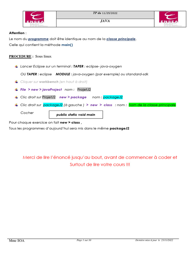 Gestion des exceptions en Java | PDF | Classe (informatique) | Java ...
