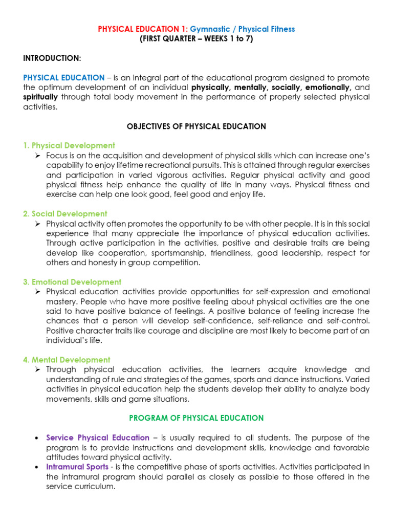 Physical Education 1 | PDF
