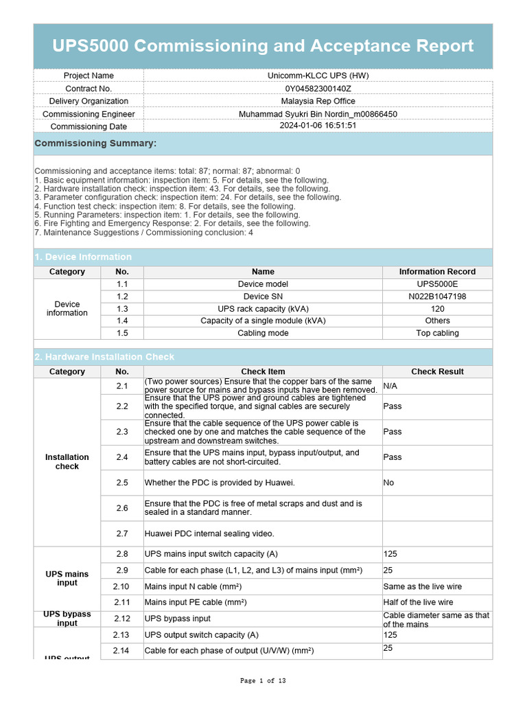 UPS - T&C Report | PDF | Equipment | Electrical Components