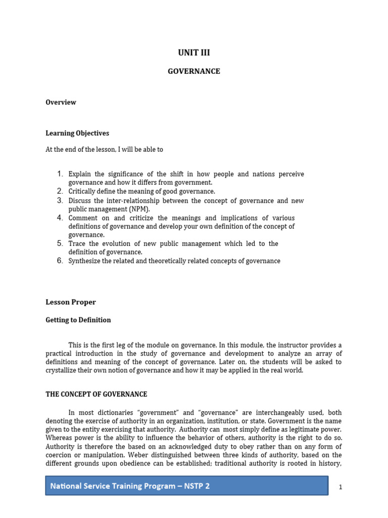 Understanding Governance Concepts | PDF | Governance | Good Governance