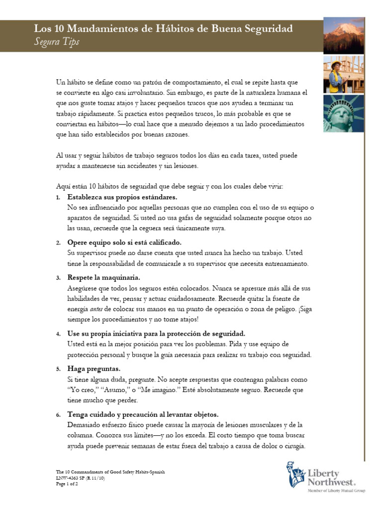4363SP 10CommandmentsSafeHabits | PDF