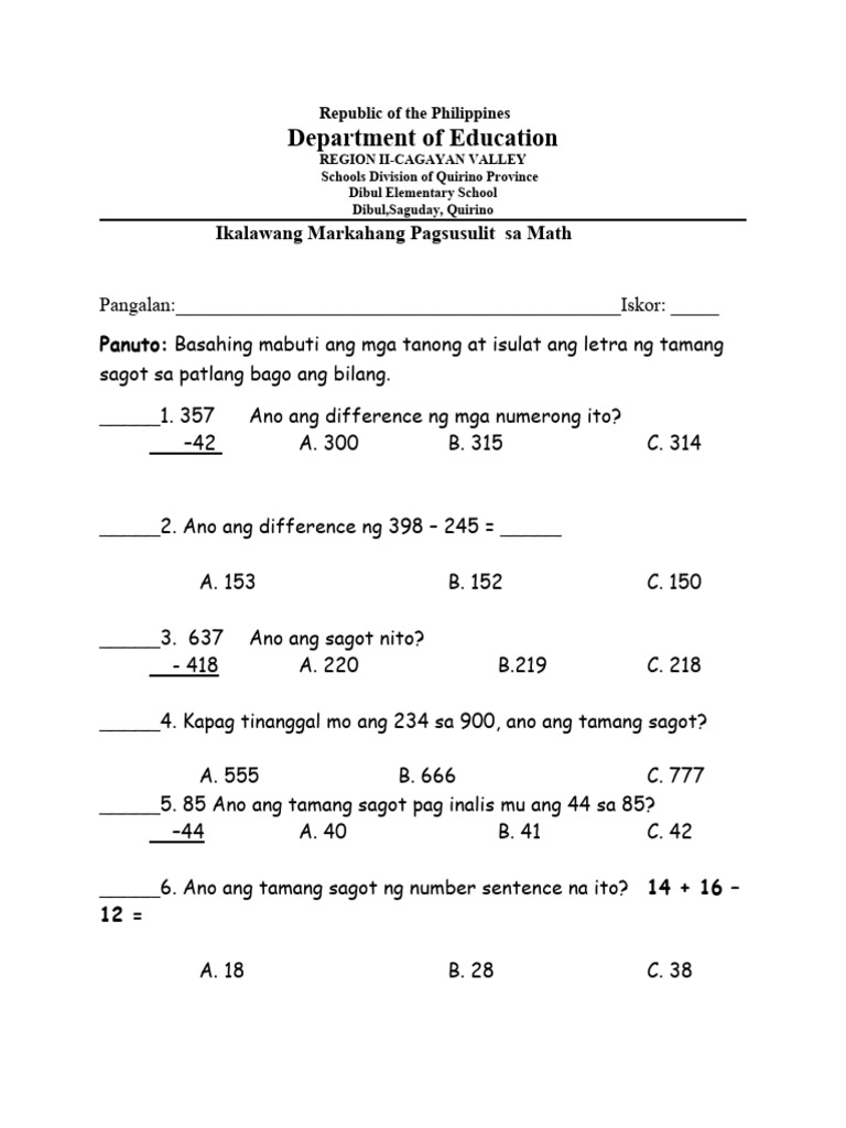 fINAL 2nd Periodical Test MATH | PDF