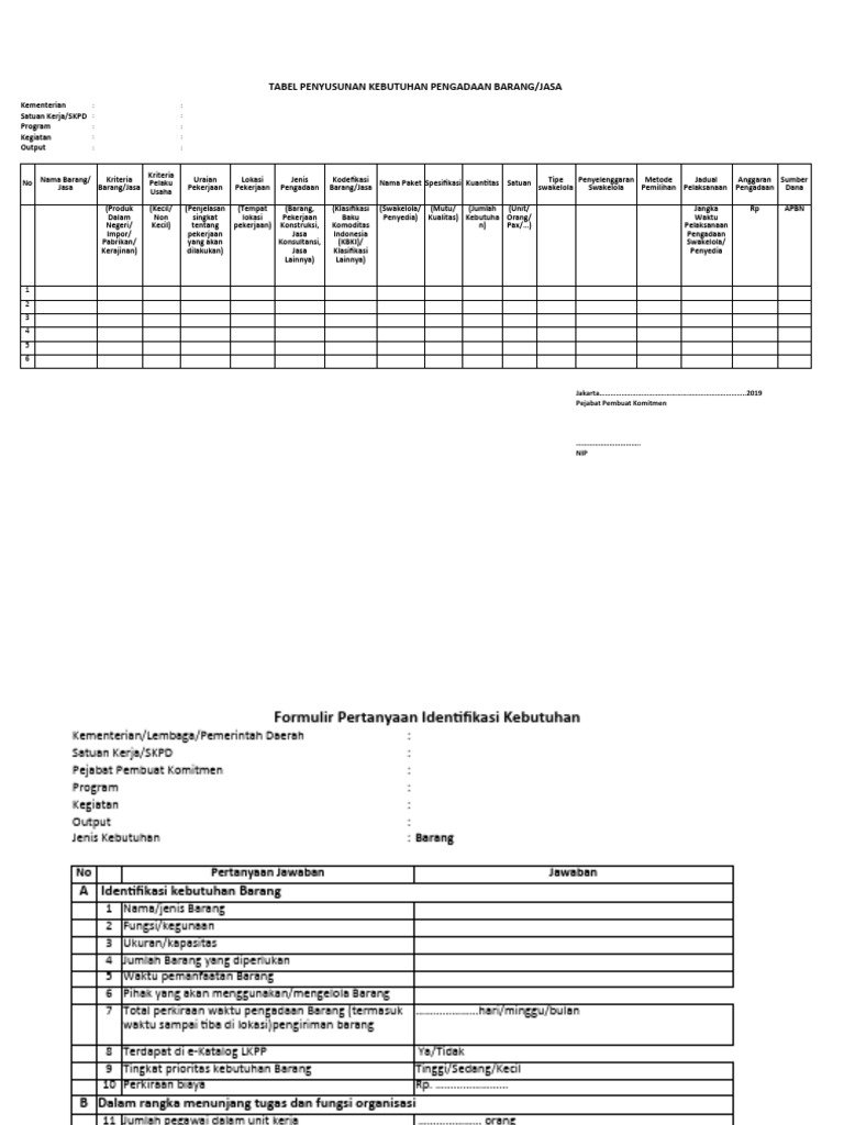 Rencana Pengadaan Barang dan Jasa | PDF