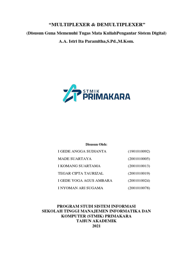 Pemahaman Multiplexer dan Demultiplexer | PDF