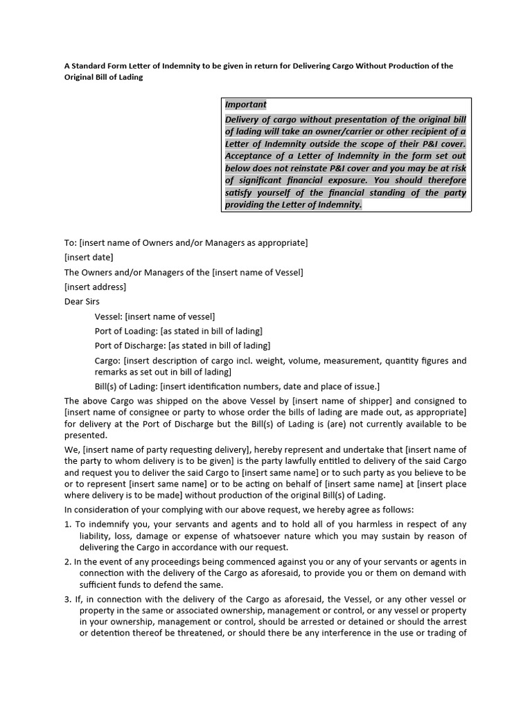 loianobill PDF Bill Of Lading Cargo