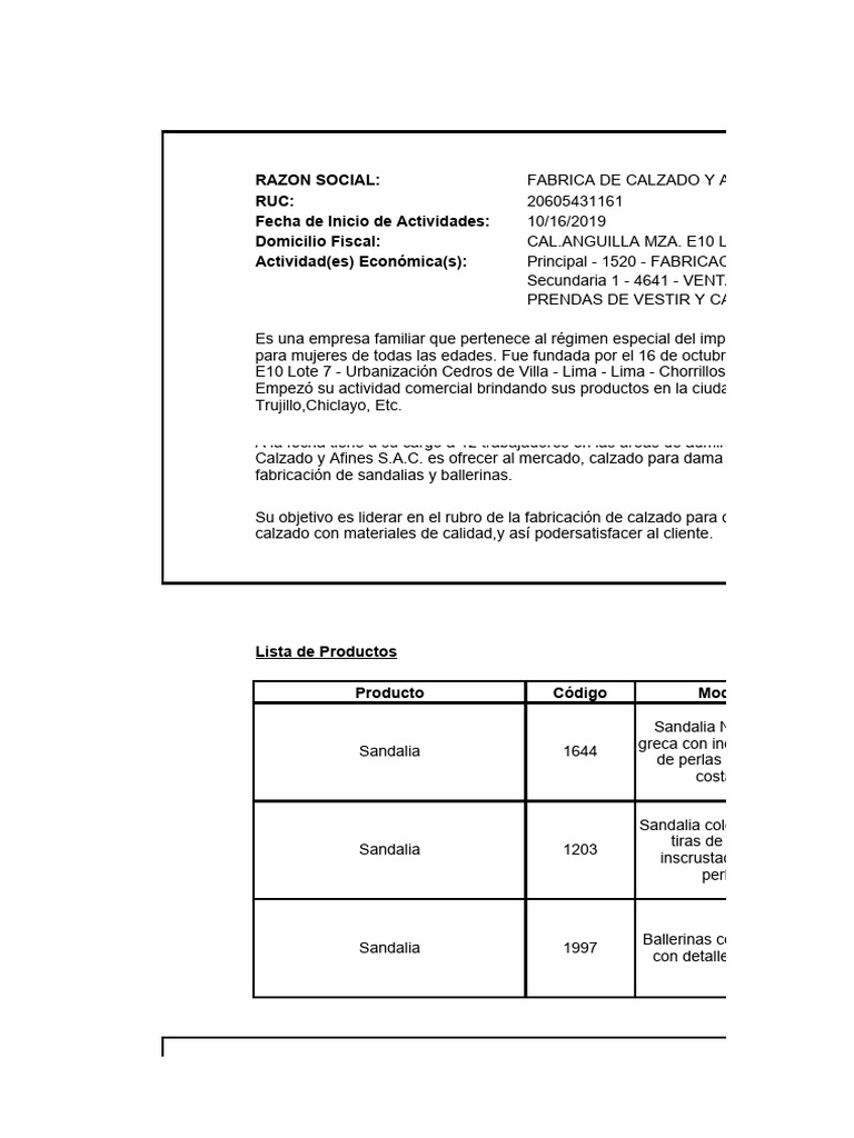 Fábrica de Calzado y Afines S.A.C. | PDF | Calzado | Industrias de servicio