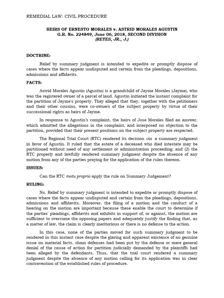 June 6 heirs of ernesto morales v astrid morales agustin summary