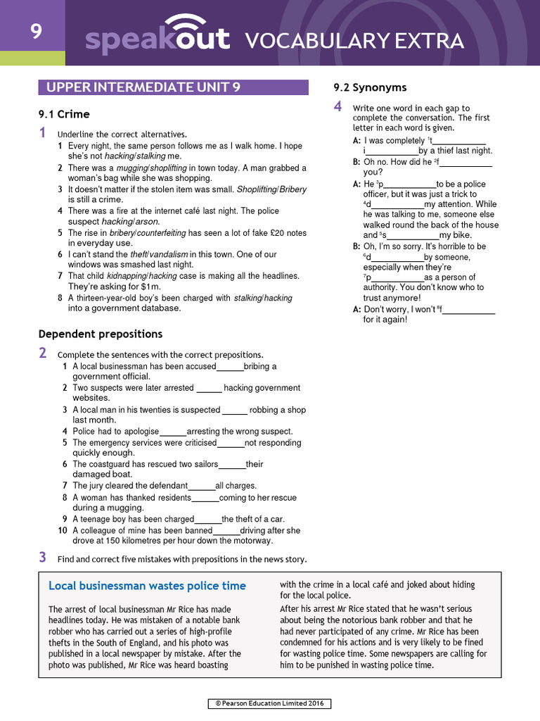 Crime Vocabulary Practice | PDF | Robbery | Theft