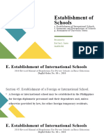 Establishment of Schools & International Organization