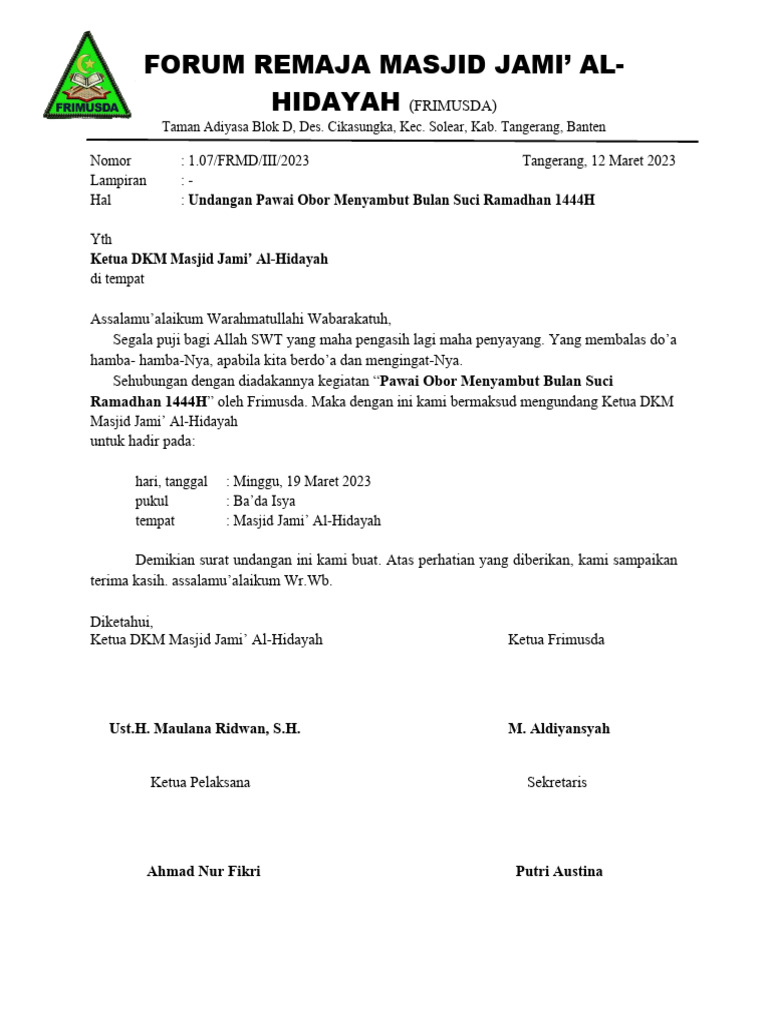 Undangan Pawai Obor Ramadhan 1444H | PDF | Agama & Spiritualitas