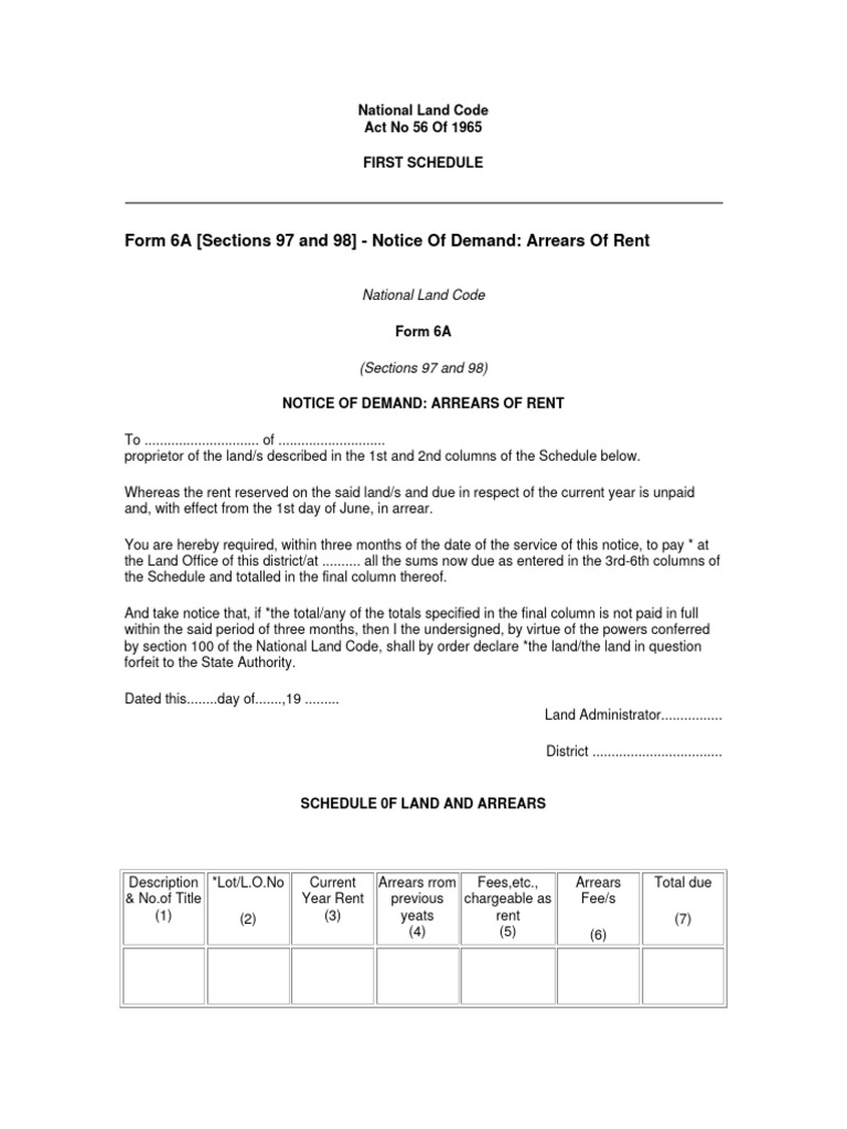 Form 6a (Sections 97 and 98) | PDF | Lease | Environmental Law