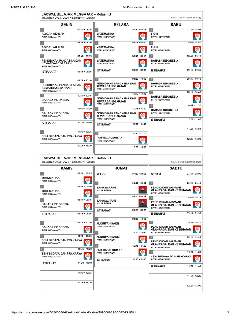 Kelas 1 B | PDF