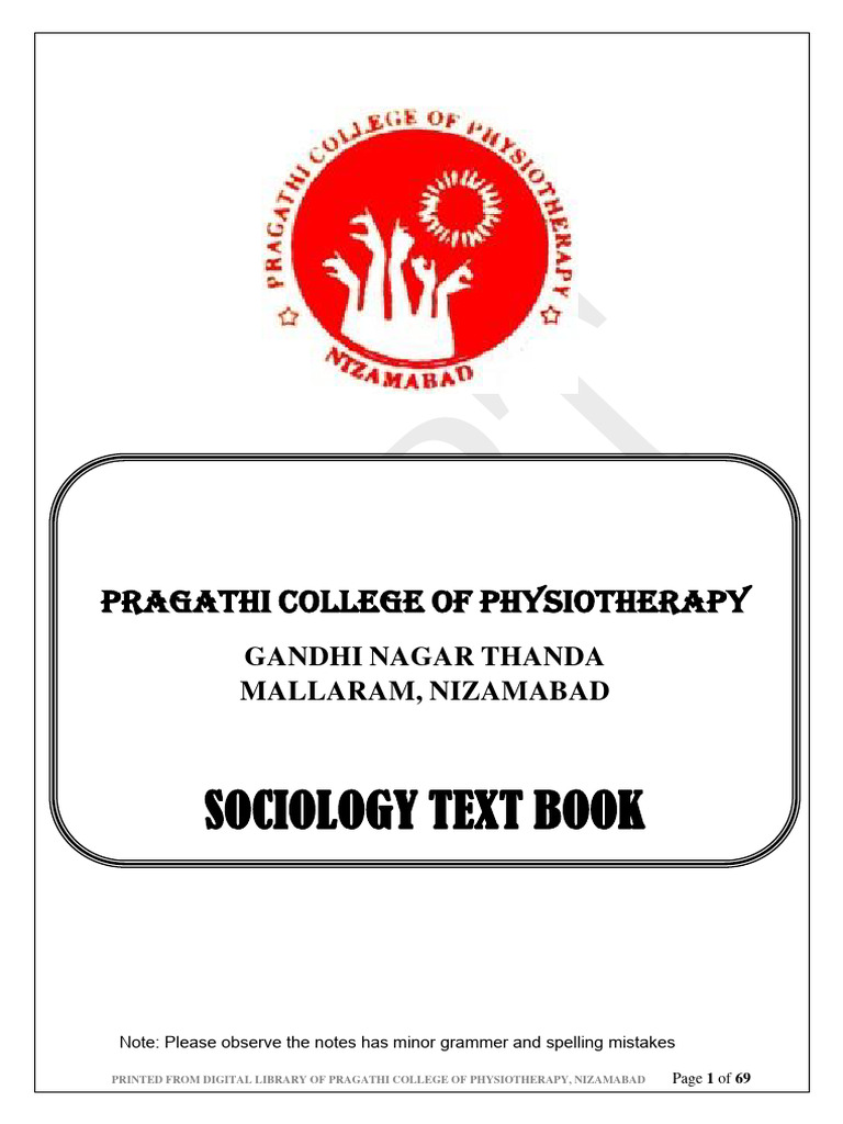 Sociology Textbook for Physiotherapy | PDF | Science | Socialization