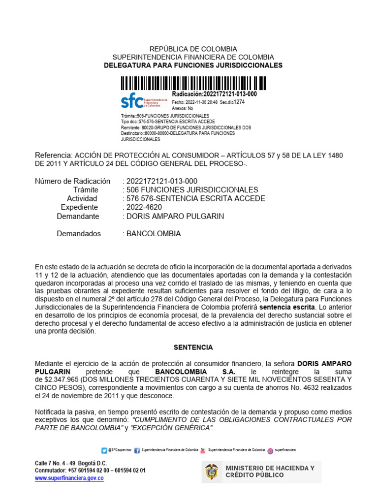 Exp 2022 4620 Sentencia 30 11 2022 | PDF | Finanzas y dinero | Derecho