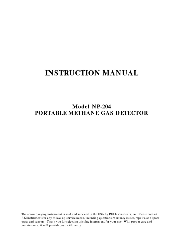 RKI Instruments Portable Methane Gas Detector NP-204 Instruction Manual ...