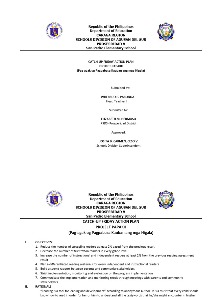 CatchUpFridaysactionplan2024 PDF Learning Cognition