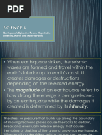 QUARTER 2 LESSON 2 Earthquake's Epicenter, Focus, Magnitude, Intensity, Active and Inactive Faults