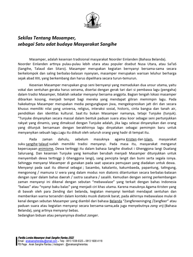 Masamper: Kesenian Tradisional Sangihe | PDF