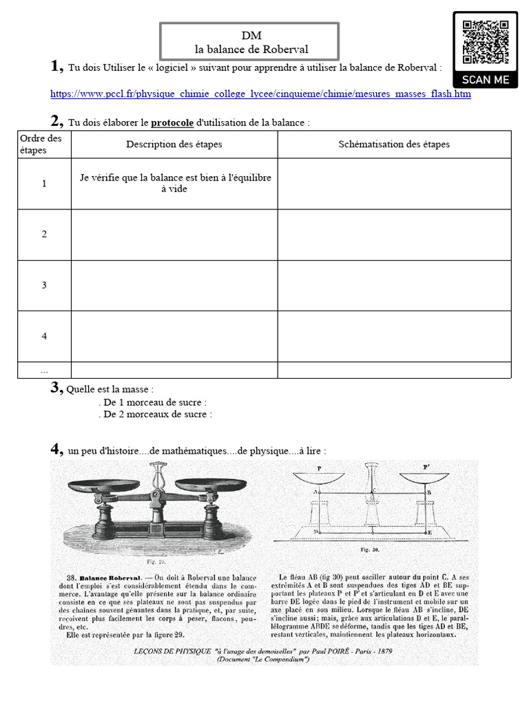 Utilisation de la balance de Roberval | PDF