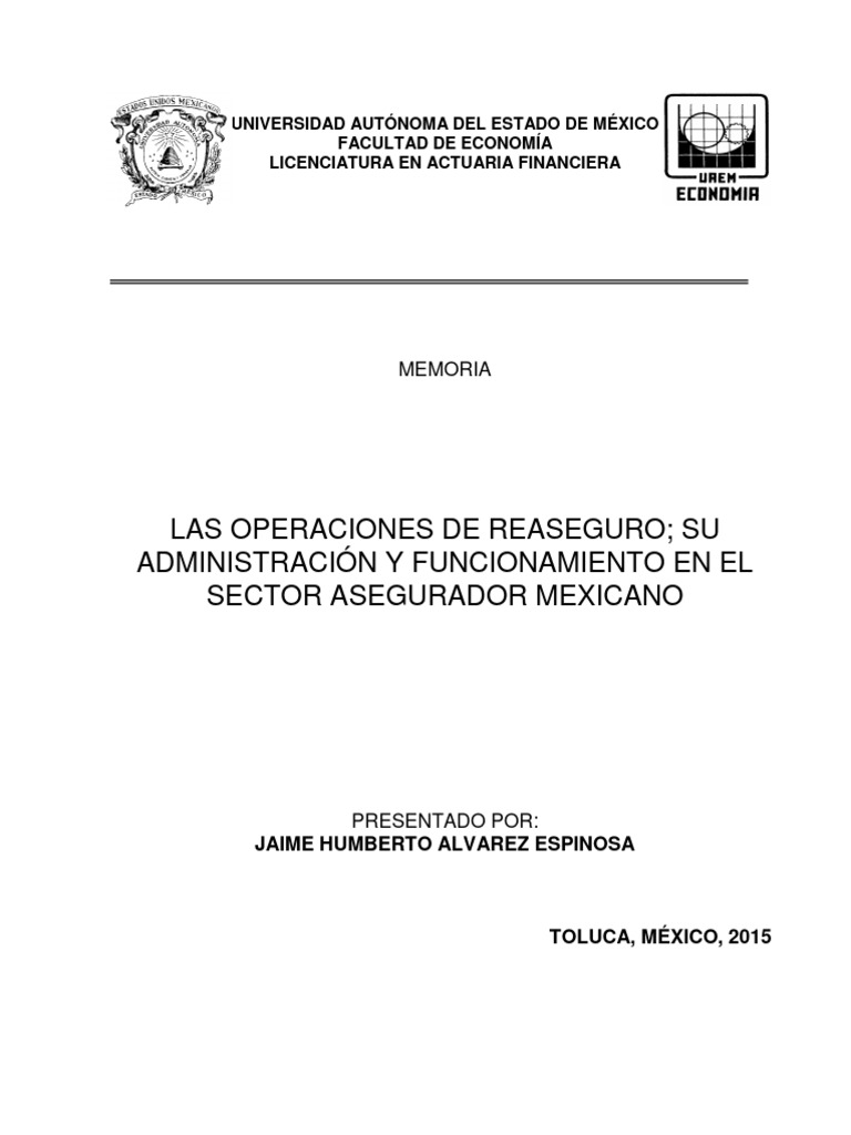 Las Operaciones de Reaseguro Su Administración y Funcionamiento en El ...