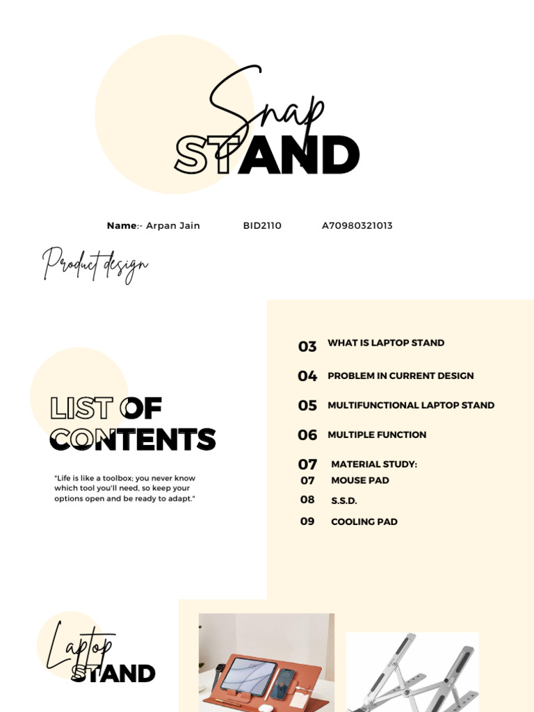 Product Design On Multifunctionial Laptop Stand Pdf Solid State