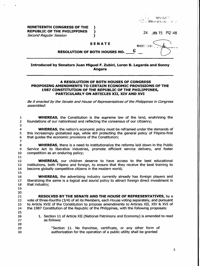 Resolution of Both Houses No. 6 PDF Government Justice