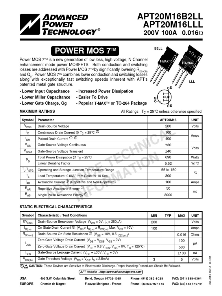 2160-mosfet-class-d-100a-200v-pdf-mosfet-field-effect-transistor
