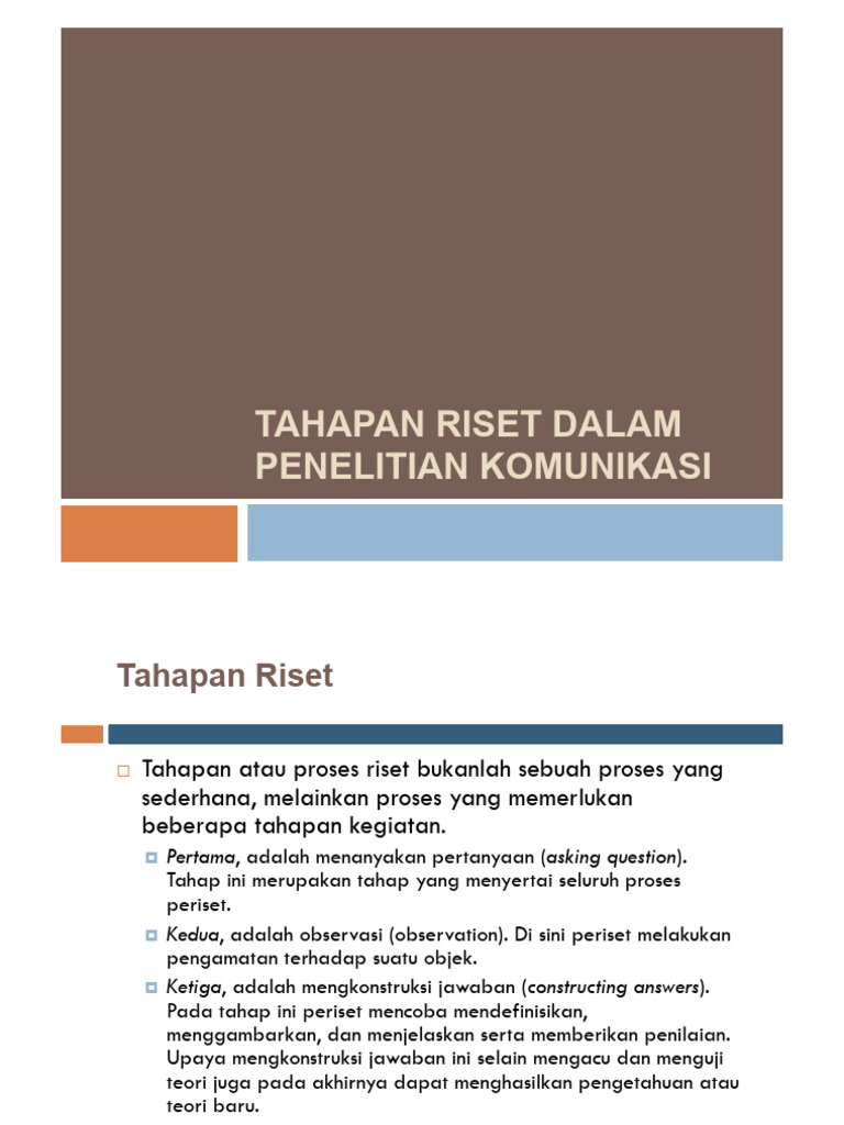 Prosedur Riset dalam Penelitian Komunikasi | PDF