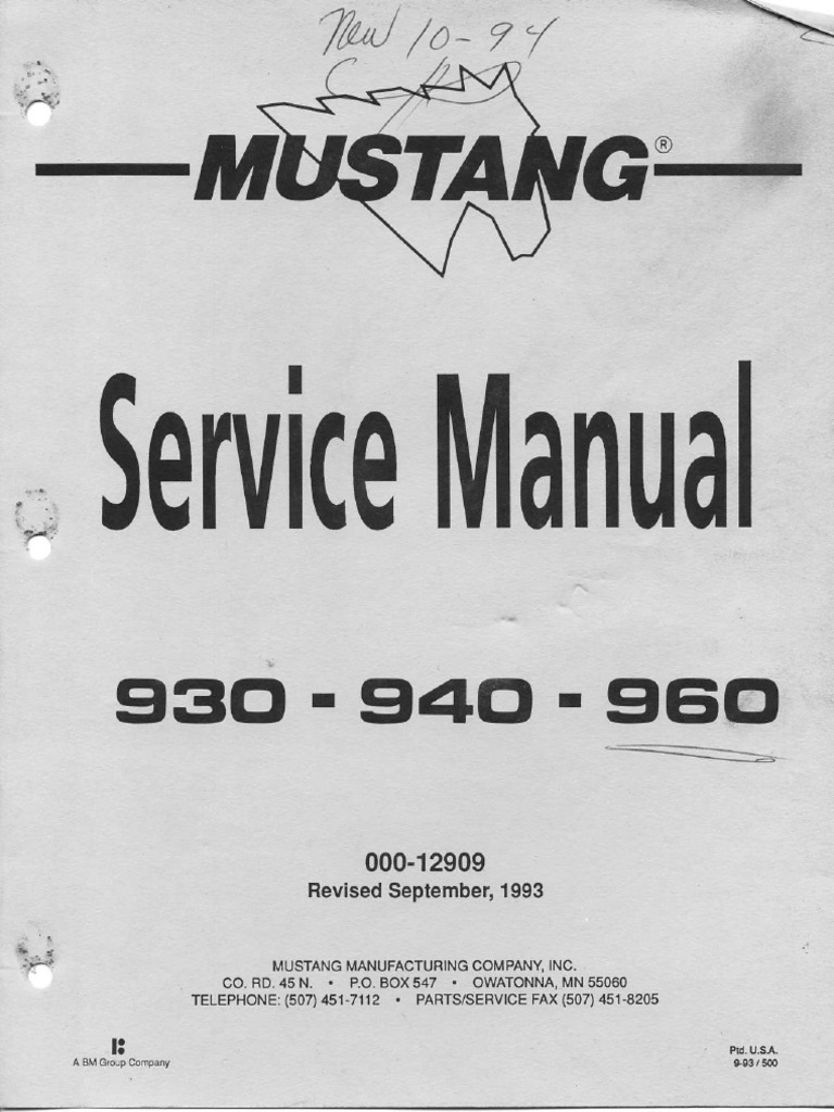 Mustang Skid Steer Service Manual 930 940 960 1 PDF