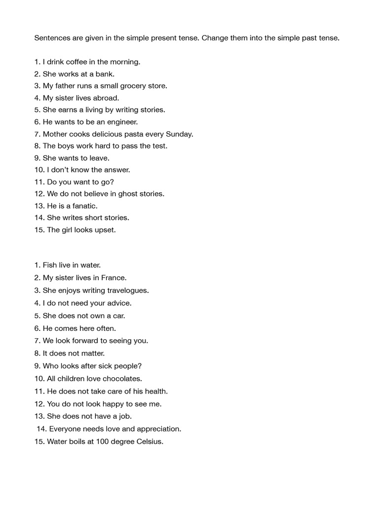 From Simple Present to Simple Past | PDF