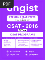 UPSC CSAT 2016 Question Paper With Answer Key