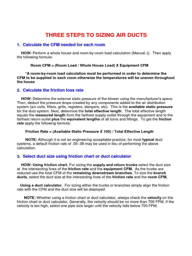 THREE STEPS TO SIZING AIR DUCTS PDF