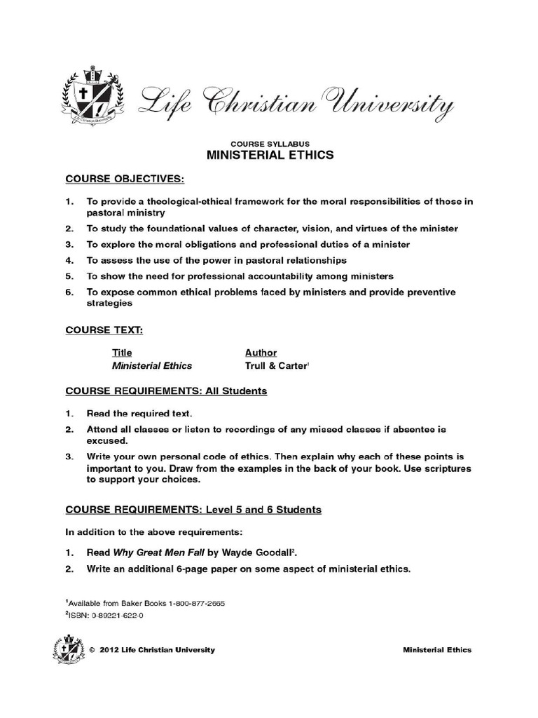 Min Ethics English - COURSE Outline | PDF