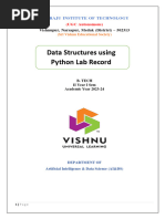 Data Structures Using Python Lab Record: Vishnupur, Narsapur, Medak (District) - 502313