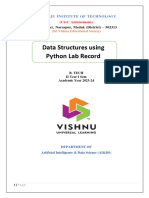 Data Structures Using Python Lab Record: Vishnupur, Narsapur, Medak (District) - 502313
