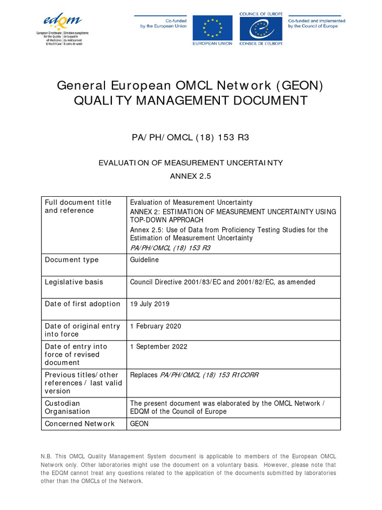 Evaluation of MU - Annex 2 Top-Down Approach Â Annex 2.5 Use of Data ...