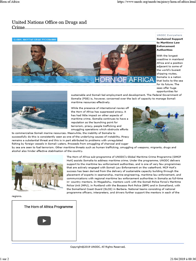 2019 - UNODC - Global Maritime Crime Programme HOA | PDF | Somalia ...