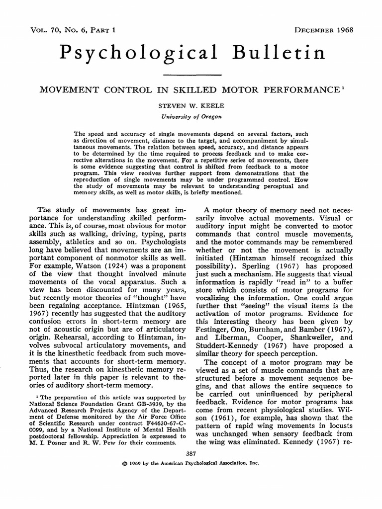 1968_Keele, S._MOVEMENT CONTROL IN SKILLED MOTOR PERFORMANCE | PDF ...