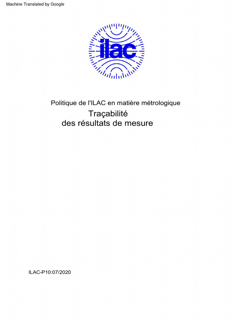ILAC - P10 - 07 - 2020-1 Version FR | PDF | Métrologie | Calibrage