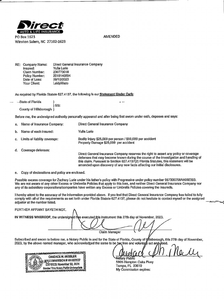 Lurie direct auto life insurance amended policy coverage pdf