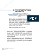 Assessment of Higher Order Thinking Skills (Hots) For Chemistry Pre-Service Teacher Using Computer Based Testing (CBT)